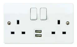 MK White Socket With USB X2