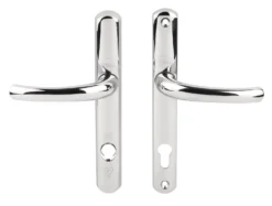 Platinum Security Polished Chrome Effect Stainless Steel Curved Lock Door Handle