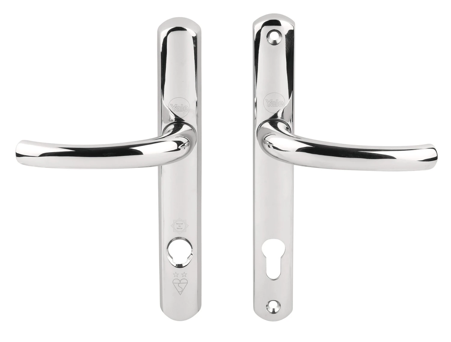 Platinum Security Polished Chrome Effect Stainless Steel Curved Lock Door Handle 1 Platinum Security Polished Chrome Effect Stainless Steel Curved Lock Door Handle