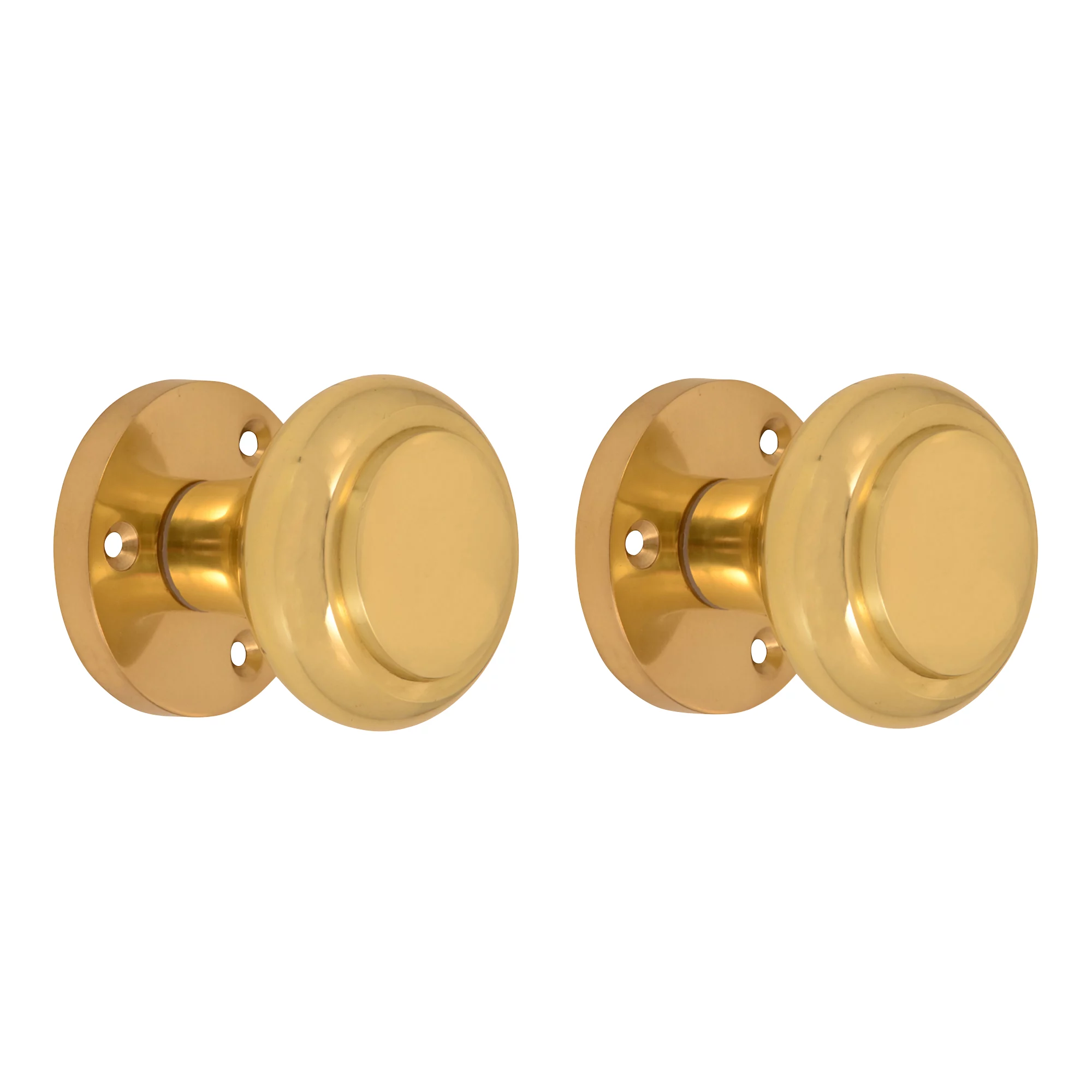 Polished Brass Effect Round Door Knob (Dia)57.35mm, Pair 2 Polished Brass Effect Round Door Knob (Dia)57.35mm, Pair - Image 2