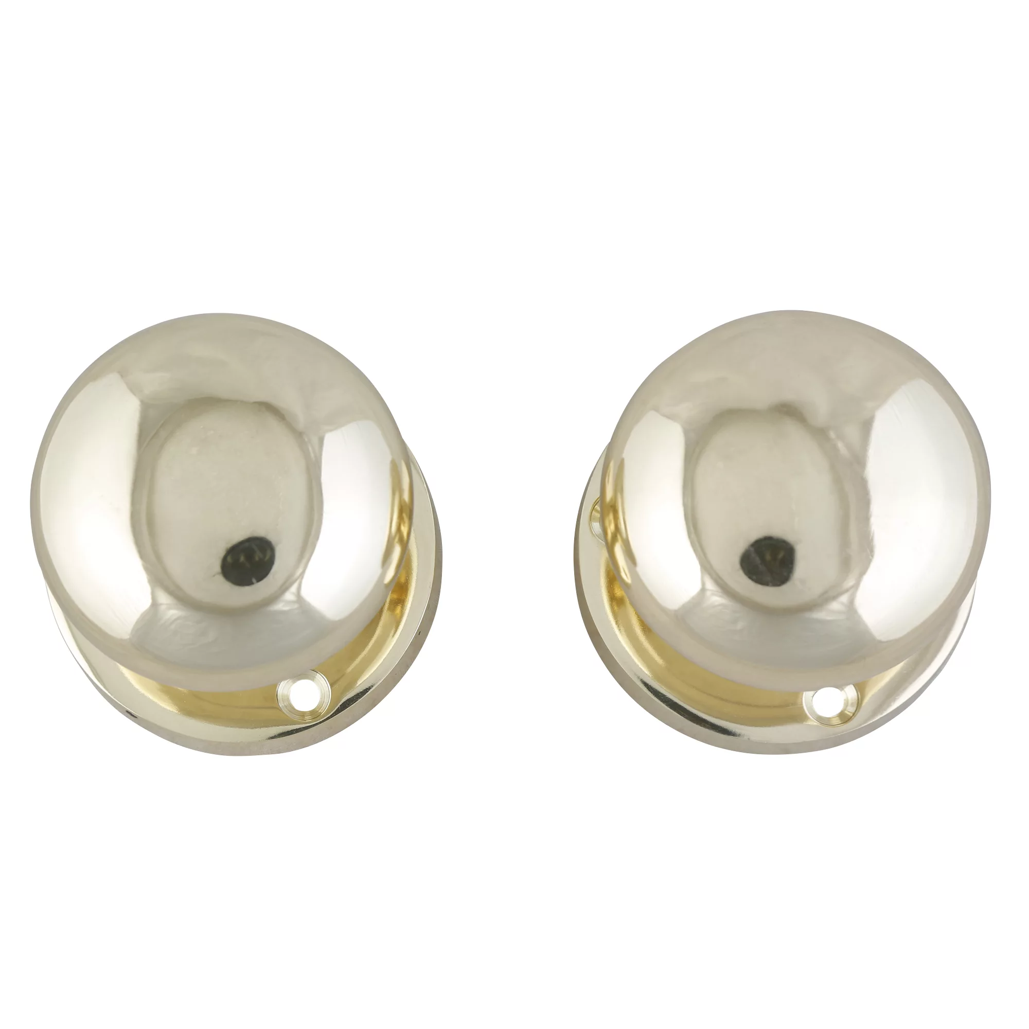 Polished Brass Effect Zamac Round Door Knob (Dia)59mm, Pair 1 Polished Brass Effect Zamac Round Door Knob (Dia)59mm, Pair