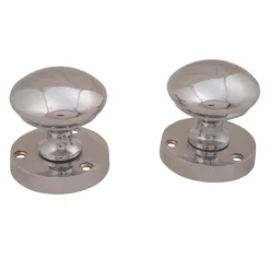 Polished Chrome Effect Zamac Round Door Knob (Dia)50.5mm, Pair