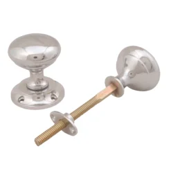 Polished Chrome Effect Zamac Round Door Knob (Dia)54mm, Pair