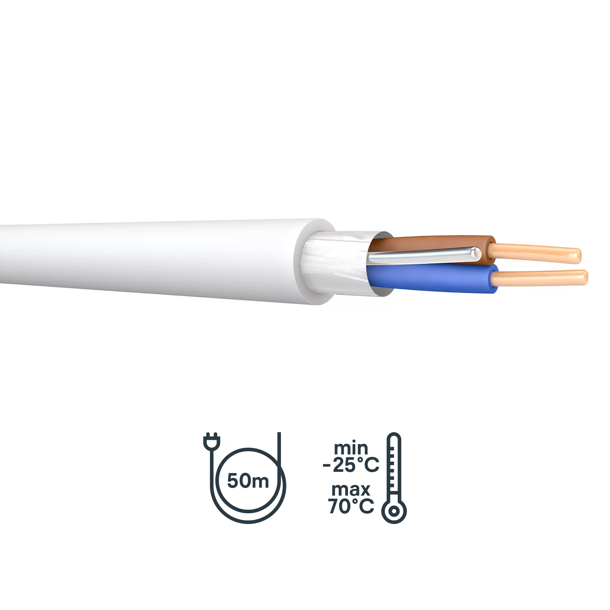 Prysmian FP200 White 2 Core Fire Cable, 1.5mm² X 50m 2 Prysmian FP200 White 2 Core Fire Cable, 1.5mm² X 50m - Image 2