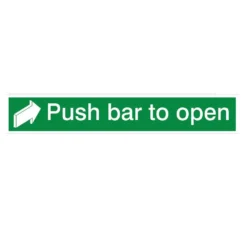Push Bar To Open PVC Safety Sign, (H)75mm (W)450mm