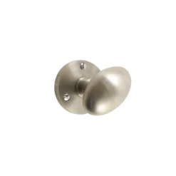 Satin Nickel Effect Brass Round Door Knob (Dia)58.3mm, Pair