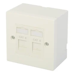 SLX White Cat 6 2 Gang Raised Square Dual Outlet Kit