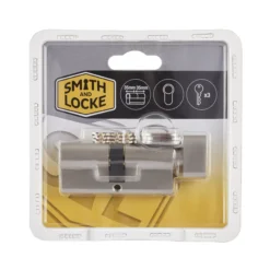 Smith & Locke Nickel Effect Brass Single Euro Thumbturn Cylinder Lock, (L)70mm (W)33mm -Master Yale Shop smith locke nickel effect brass single euro thumbturn cylinder lock l 70mm w 33mm3663602835516 08c scaled