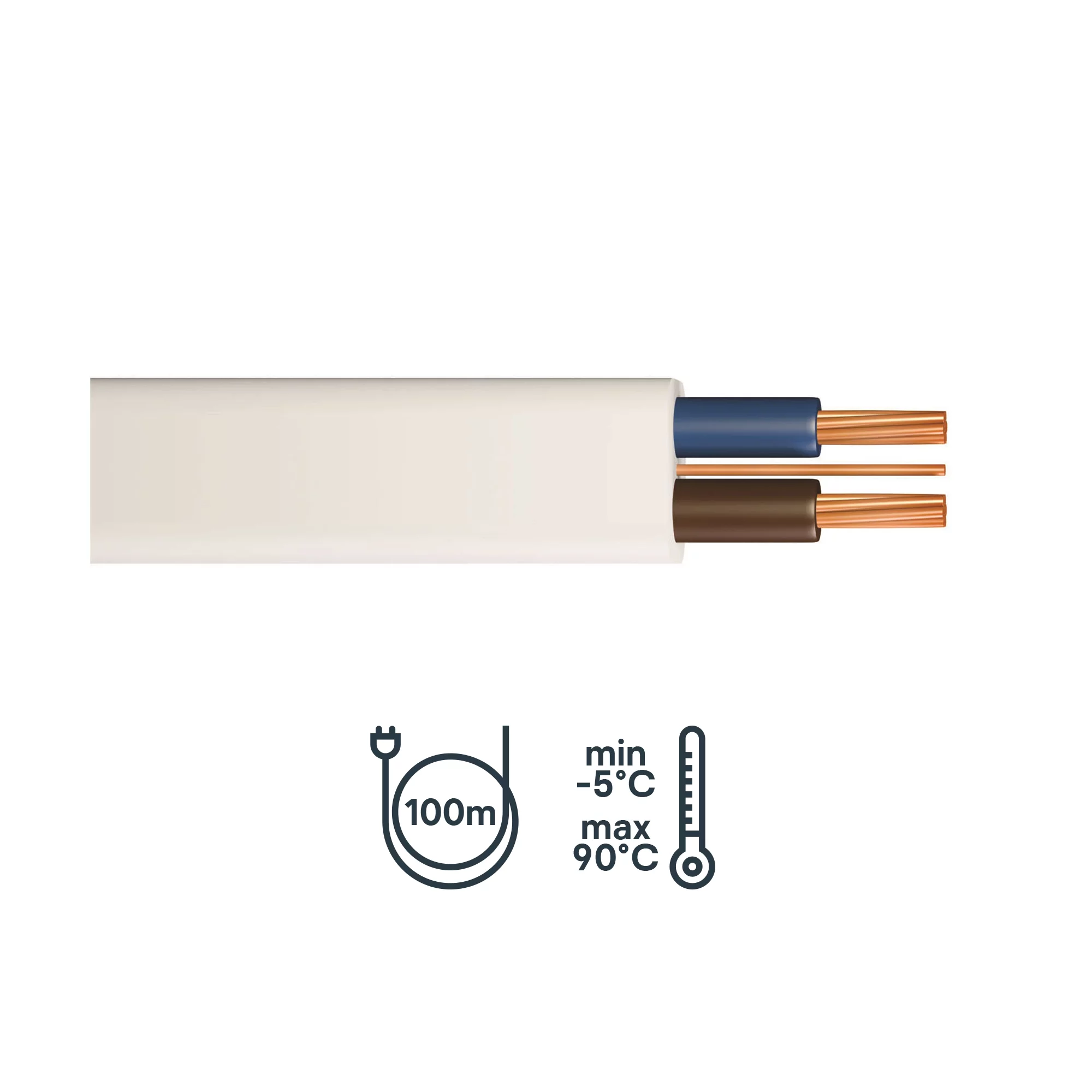 Time 6242B 1.5mm² White Twin & Earth Cable, 100m 2 Time 6242B 1.5mm² White Twin & Earth Cable, 100m - Image 2