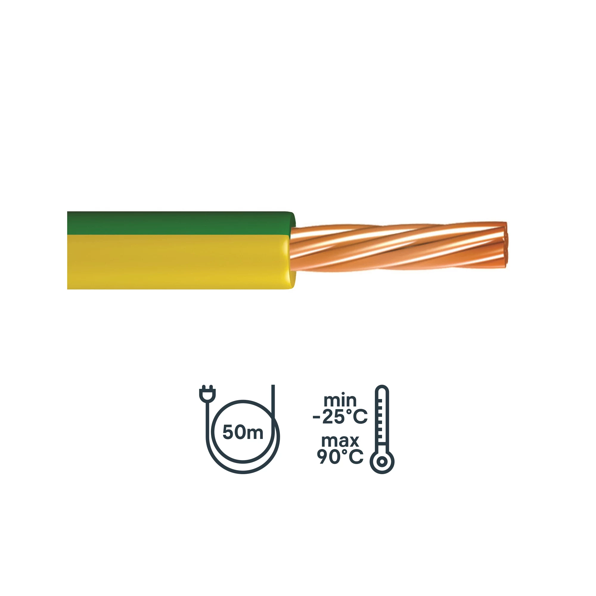 Time 6491B 10mm² Green & Yellow Single Core Conduit Cable, 50m 2 Time 6491B 10mm² Green & Yellow Single Core Conduit Cable, 50m - Image 2