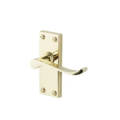 Toen Polished Brass Effect Aluminium Scroll Latch Door Handle (L)99mm