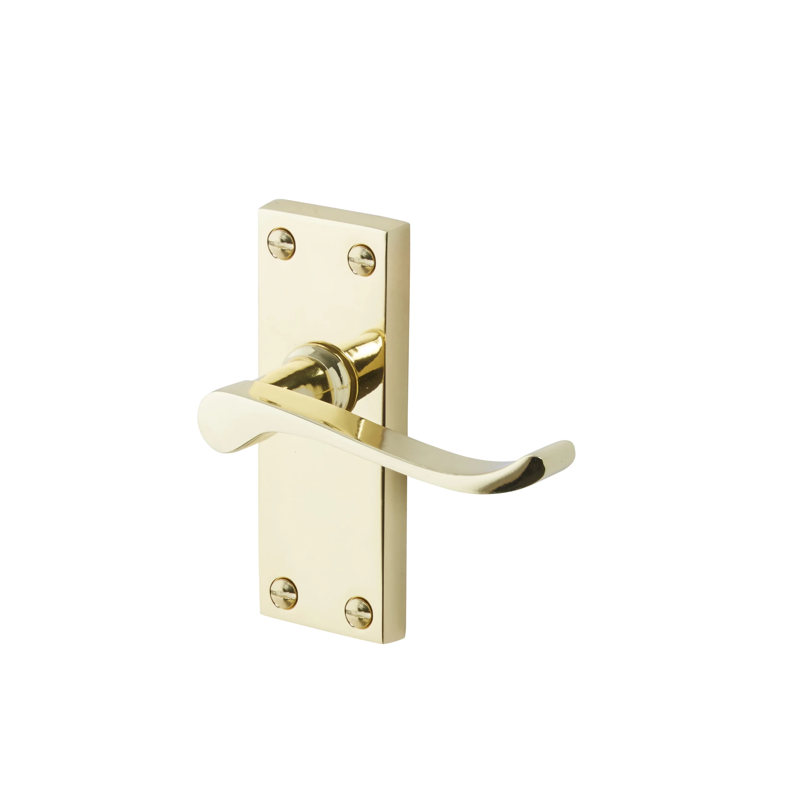 Toen Polished Brass Effect Aluminium Scroll Latch Door Handle (L)99mm 1 Toen Polished Brass Effect Aluminium Scroll Latch Door Handle (L)99mm