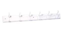 White 6 Hook Rail, (L)685mm (H)15mm