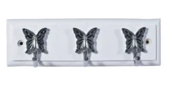 White Butterfly 3 Hook Rail, (L)220mm