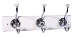 White Chrome Effect 3 Hook Rail, (L)457mm (H)15mm