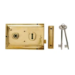 Yale 43mm Polished Brass Effect Metal Rim Lock, (H)104mm (L)156mm