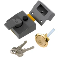 Yale Grey Brass Effect LH & RH Deadlock Night Latch, (H)70mm (W)62mm