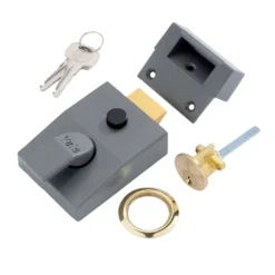 Yale Grey Brass Effect LH & RH Deadlock Night Latch, (H)70mm (W)93mm