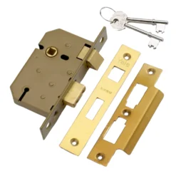Yale PM320 2.5P 64mm Brass Effect Metal 3 Lever Sashlock