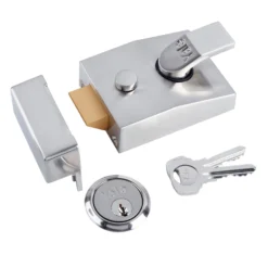 Yale Satin Chrome Effect Deadlock Night Latch, (H)70mm (W)100mm