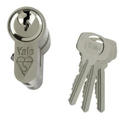 Yale Satin Nickel Effect Single Euro Cylinder Lock, (L)80mm (W)29mm