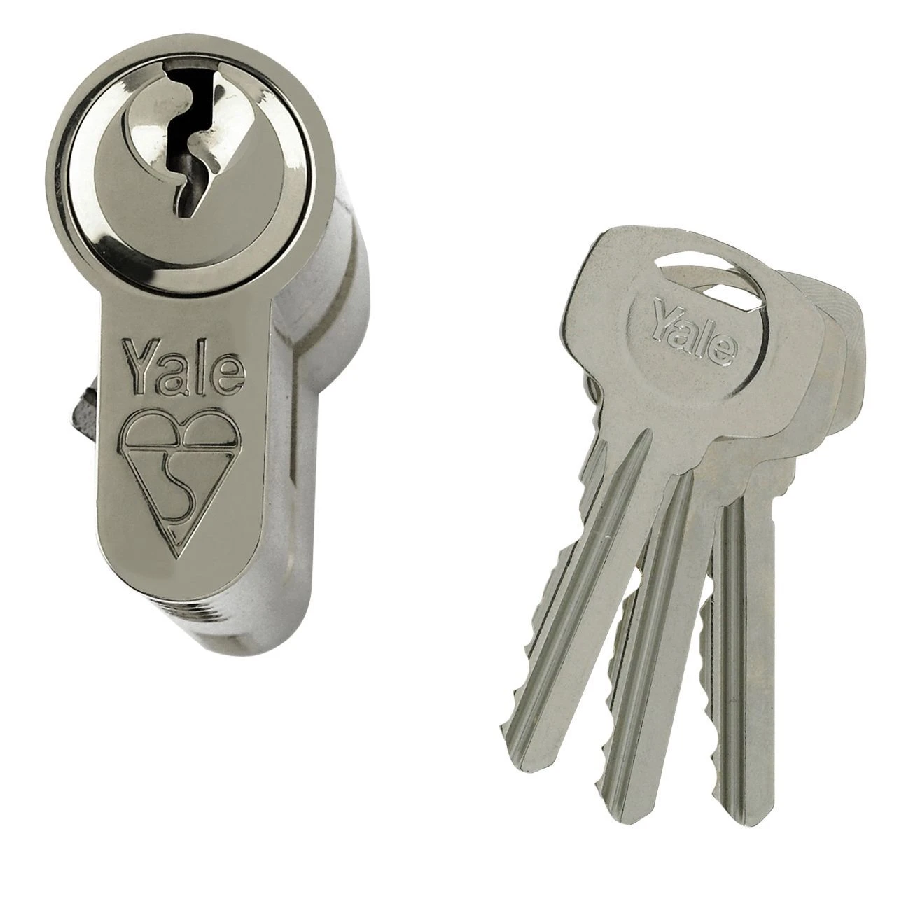 Yale Satin Nickel Effect Single Euro Cylinder Lock, (L)95mm (W)29mm 1 Yale Satin Nickel Effect Single Euro Cylinder Lock, (L)95mm (W)29mm