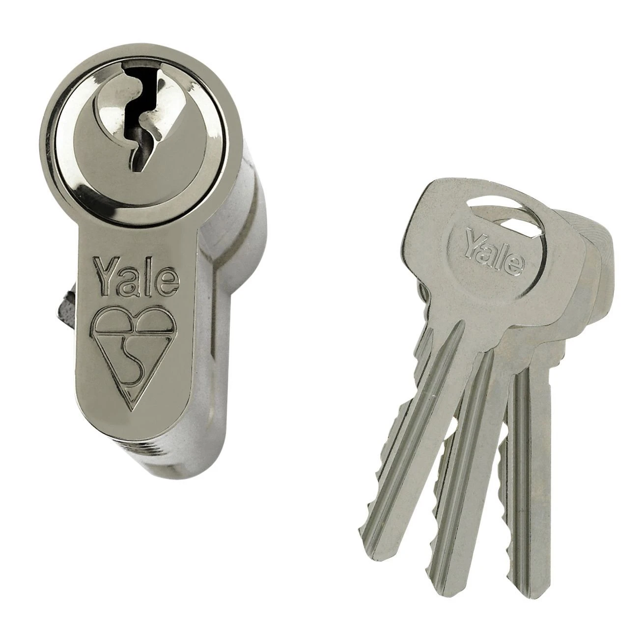 Yale Satin Nickel-plated Single Euro Cylinder Lock, (L)100mm (W)29mm 1 Yale Satin Nickel-plated Single Euro Cylinder Lock, (L)100mm (W)29mm