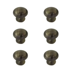 Zinc Alloy Antique Brass Effect Oval Furniture Knob (Dia)35mm, Pack Of 6