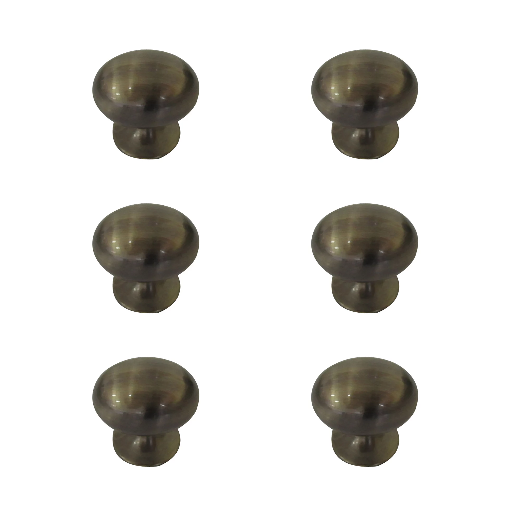Zinc Alloy Antique Brass Effect Oval Furniture Knob (Dia)35mm, Pack Of 6 1 Zinc Alloy Antique Brass Effect Oval Furniture Knob (Dia)35mm, Pack Of 6
