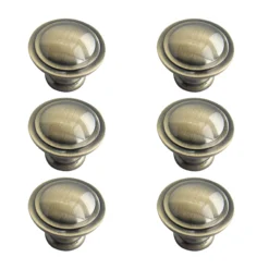 Zinc Alloy Antique Brass Effect Ring Furniture Knob (Dia)35mm, Pack Of 6
