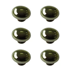 Zinc Alloy Brass Effect Oval Furniture Knob (Dia)35mm, Pack Of 6