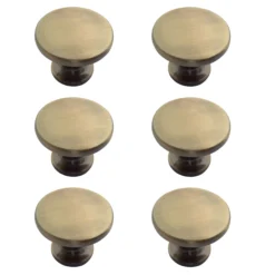 Zinc Alloy Brass Effect Round Furniture Knob (Dia)38mm, Pack Of 6