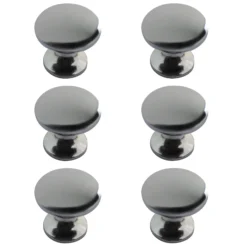 Zinc Alloy Chrome Effect Oval Furniture Knob (Dia)26mm, Pack Of 6