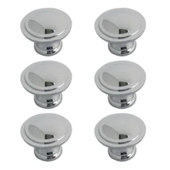 Zinc Alloy Chrome Effect Ring Furniture Knob (Dia)30mm, Pack Of 6