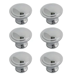 Zinc Alloy Chrome Effect Round Furniture Knob (Dia)35mm, Pack Of 6