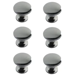 Zinc Alloy Chrome Effect Round Furniture Knob, Pack Of 6
