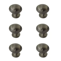 Zinc Alloy Nickel Effect Oval Furniture Knob (Dia)26mm, Pack Of 6