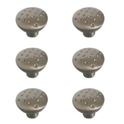 Zinc Alloy Nickel Effect Round Dimple Furniture Knob (Dia)27mm, Pack Of 6