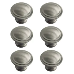 Zinc Alloy Nickel Effect Round Furniture Knob (Dia)35mm, Pack Of 6